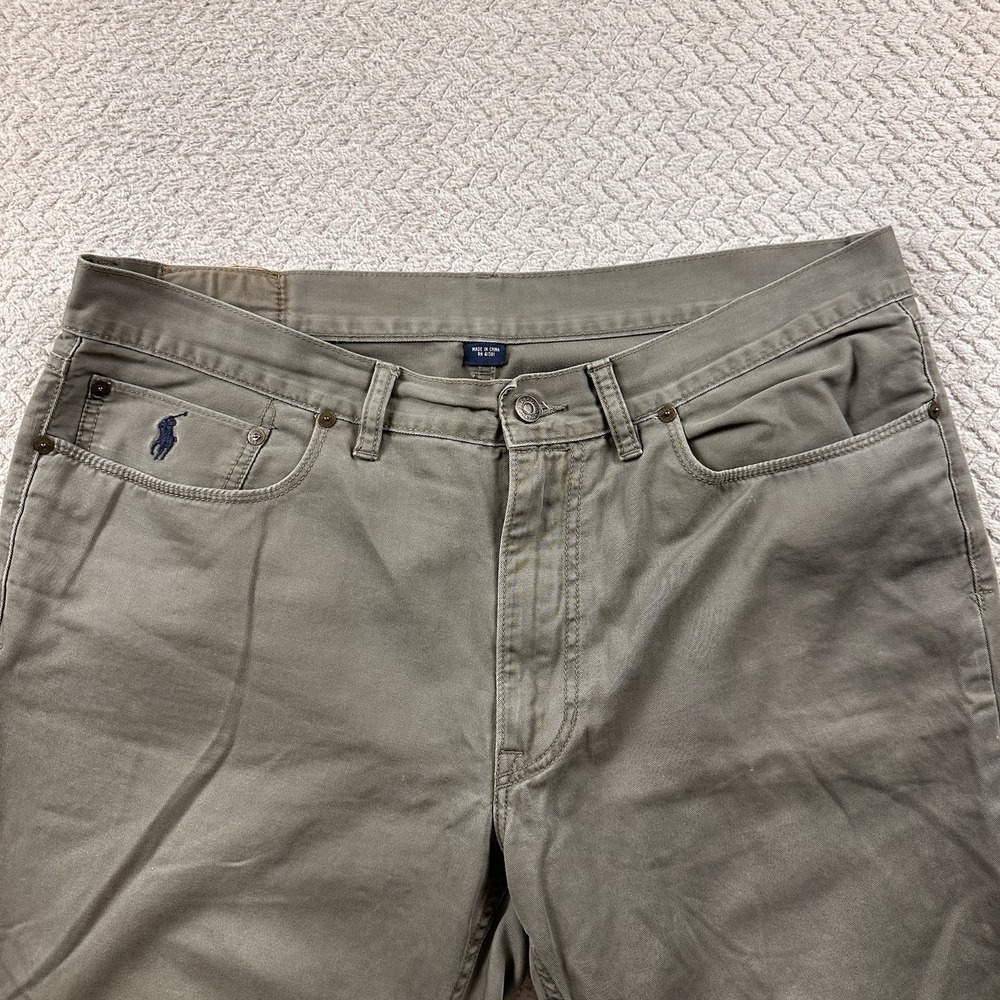Polo Ralph Lauren 650 Straight Leg Pants Men's 36x32 Green Cotton Chino Travel - Picture 10 of 16